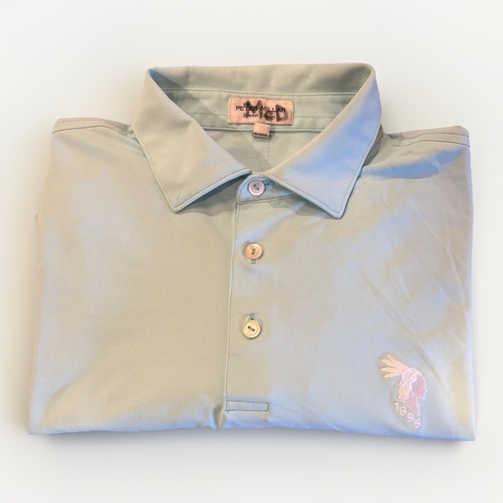 Peter Millar Summer Comfort Wollaston Golf Club Blue Polo Size Large